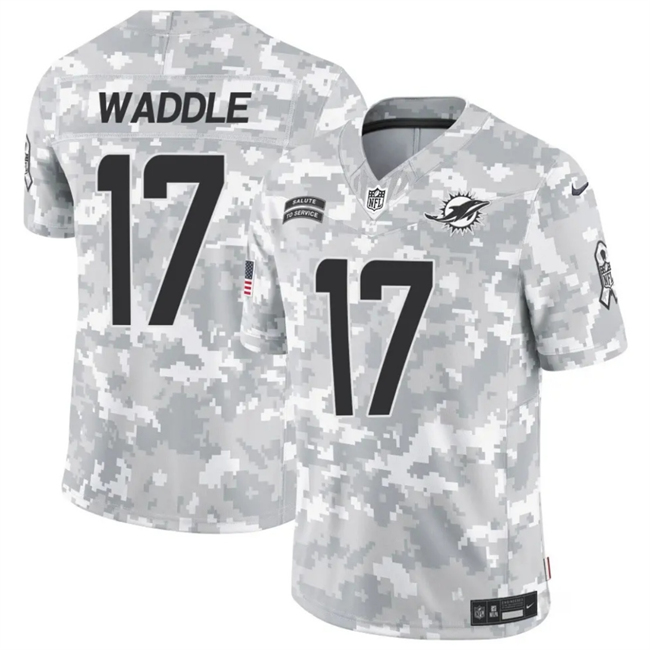 Men's Arctic Camo Miami Dolphins #17 Jaylen Waddle 2024 F.U.S.E Salute to Service Limited Stitched Football Jersey